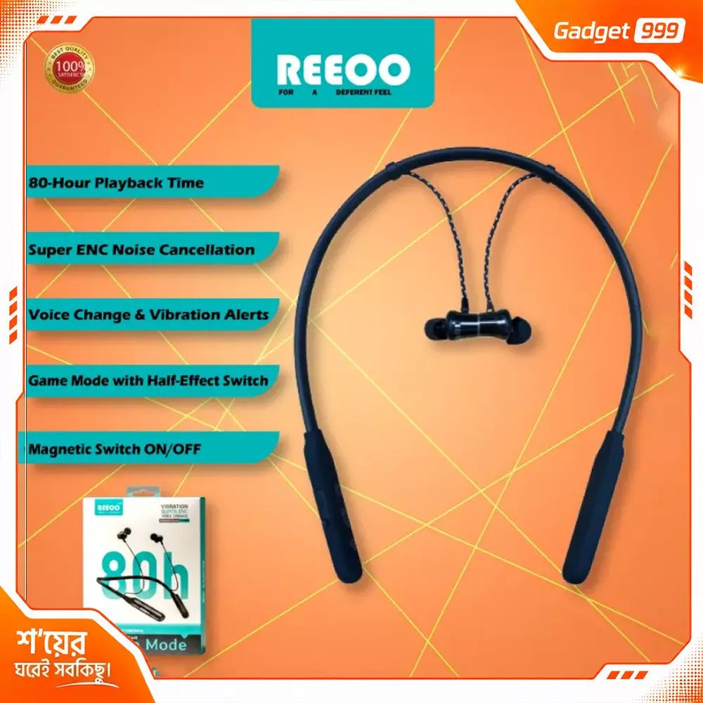 REEOO RX-GENIUS Wireless Neckband 80 Hours Backup
